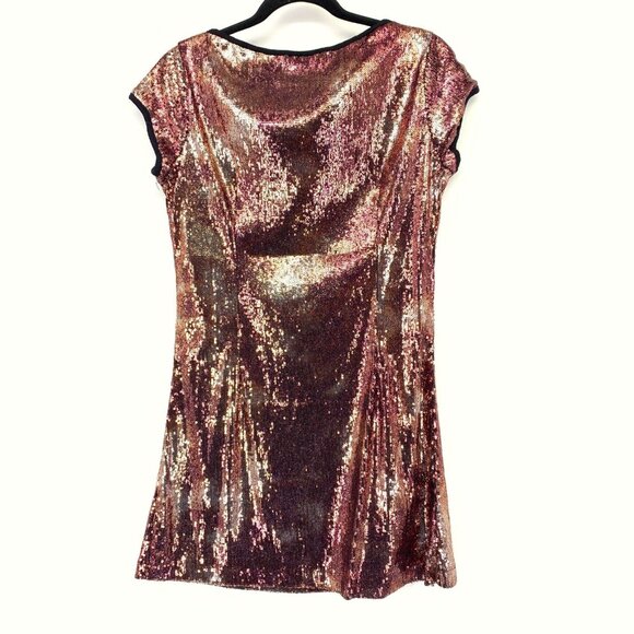 Angie red rose gold ombre sequin mini tshirt dress - Picture 4 of 7